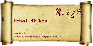 Mohai Ákos névjegykártya